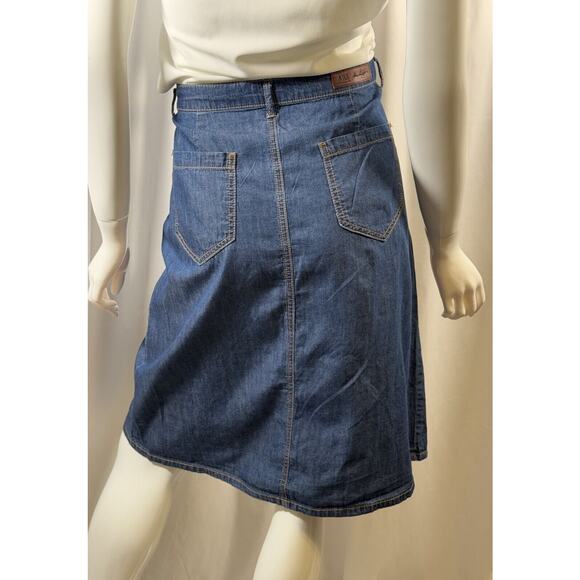 ABS Button Knee Length Denim Skirt, Indigo Denim, Sz: 30, 64-55 - Picture 15 of 16